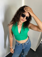 Green Halter Neck crop top