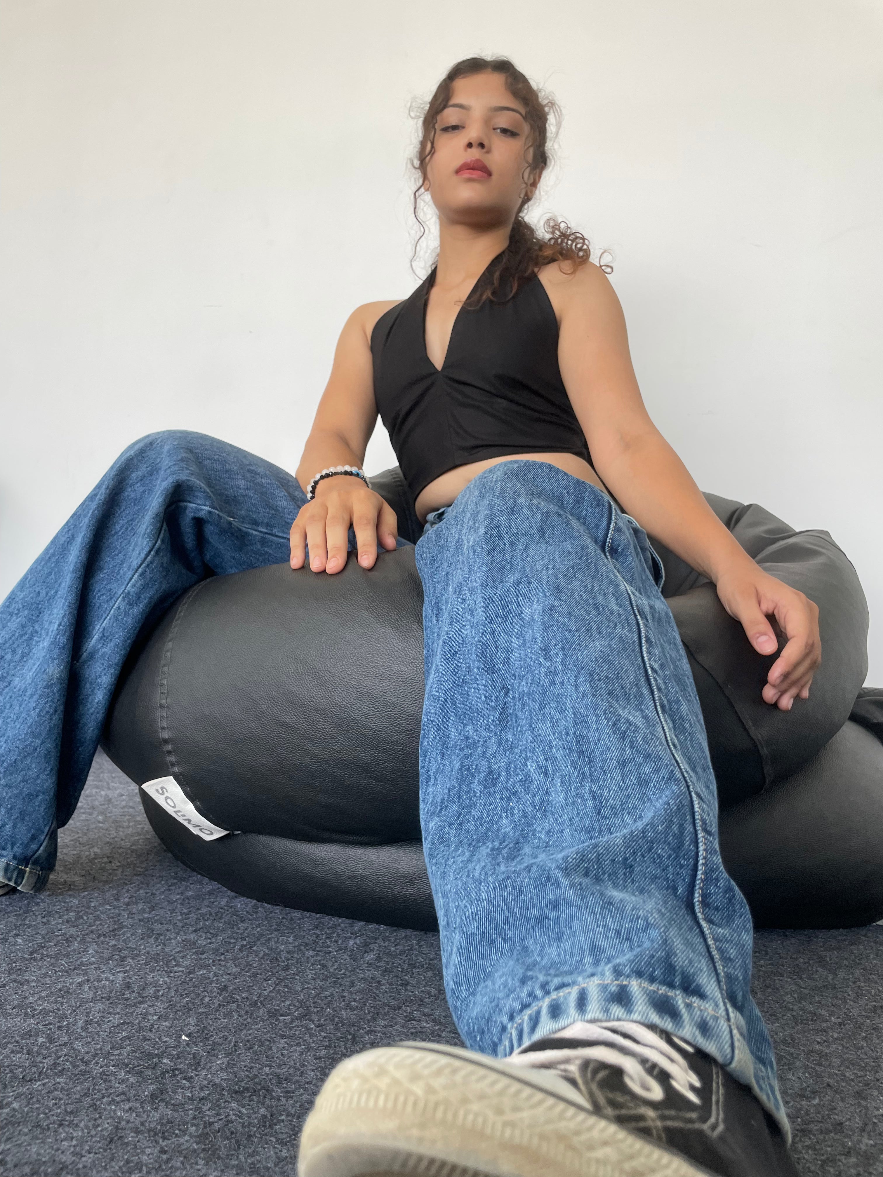 Black Halter Neck crop top