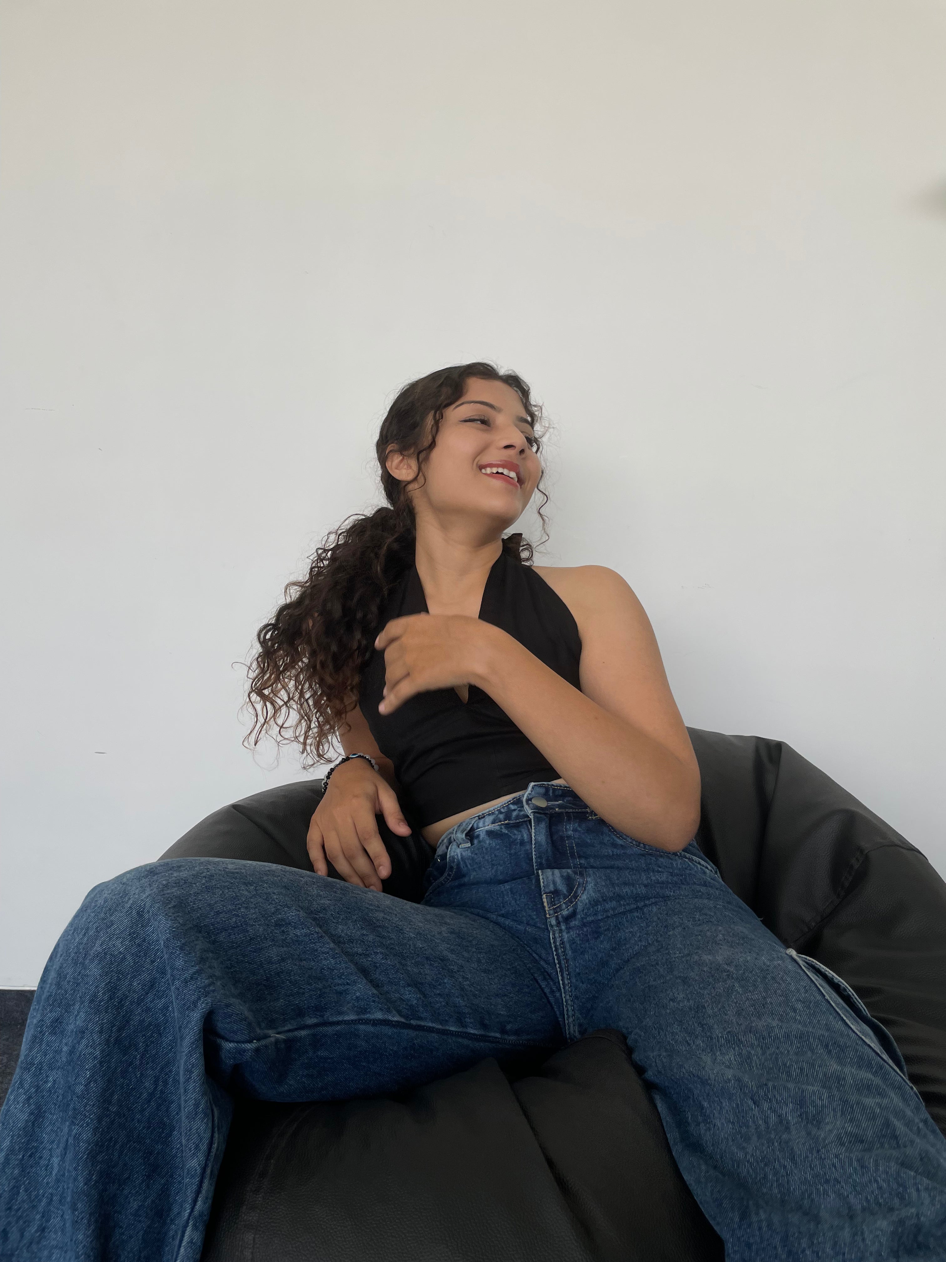 Black Halter Neck crop top