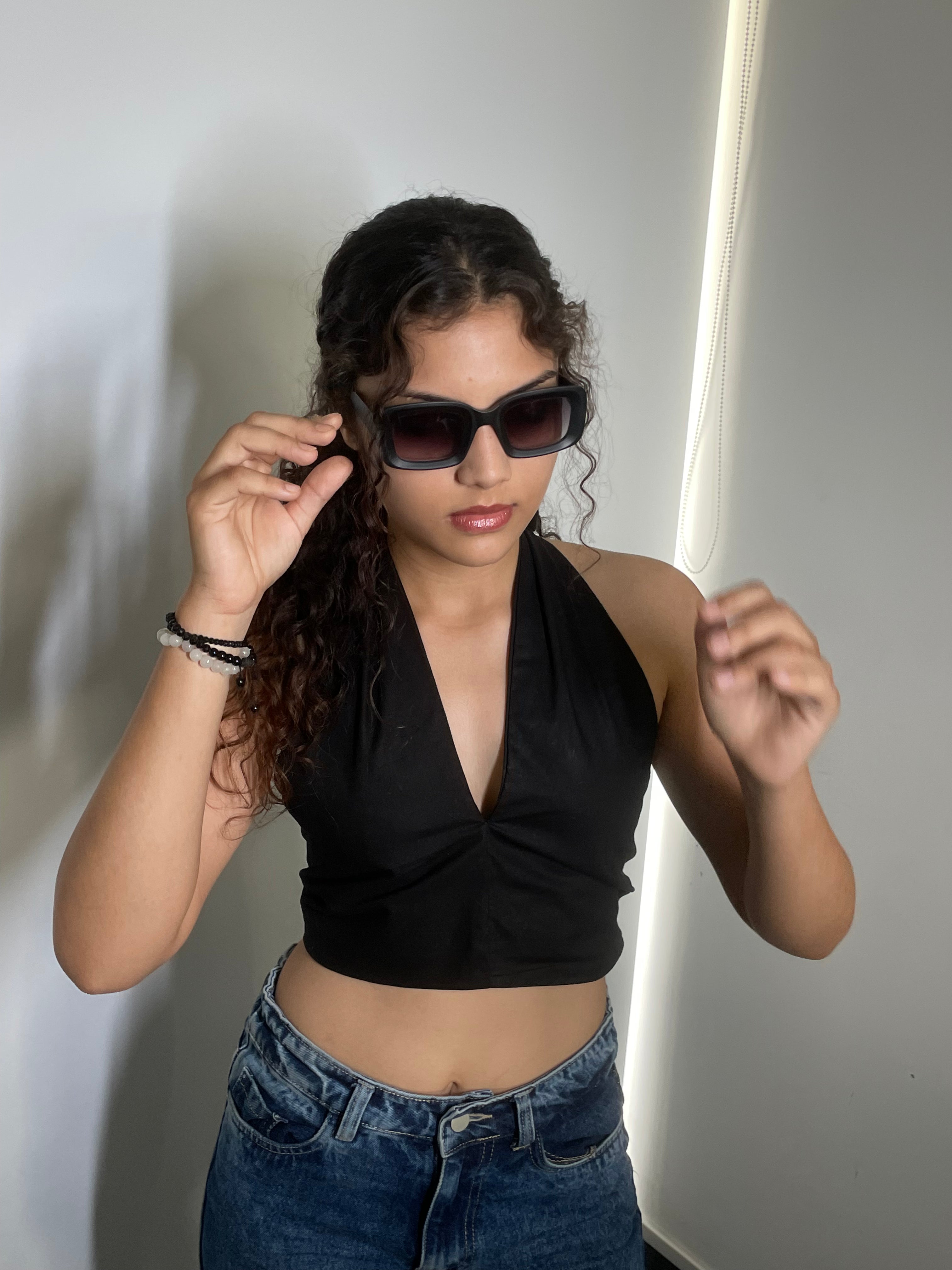 Black Halter Neck crop top