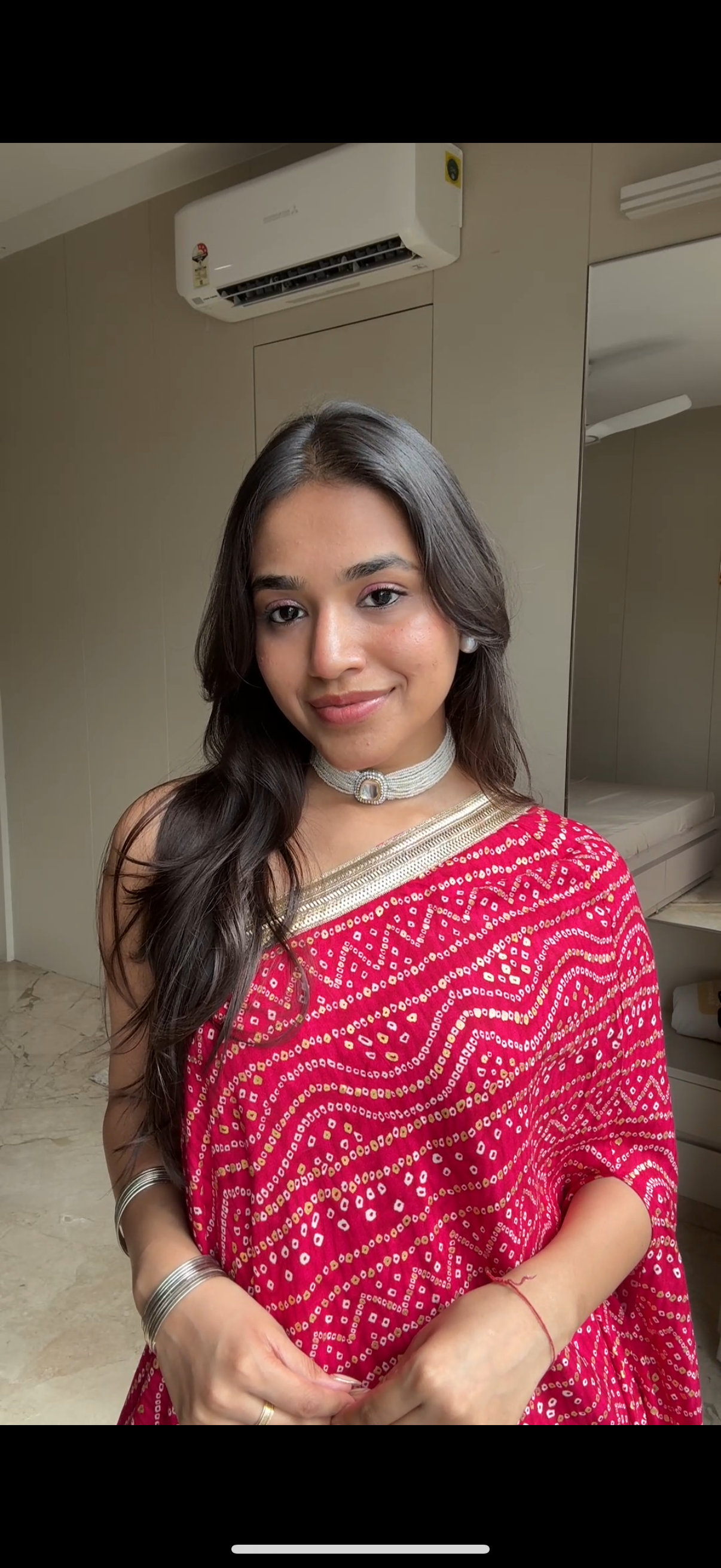 Rangdhani One Shoulder Bandhani Pink Kurta