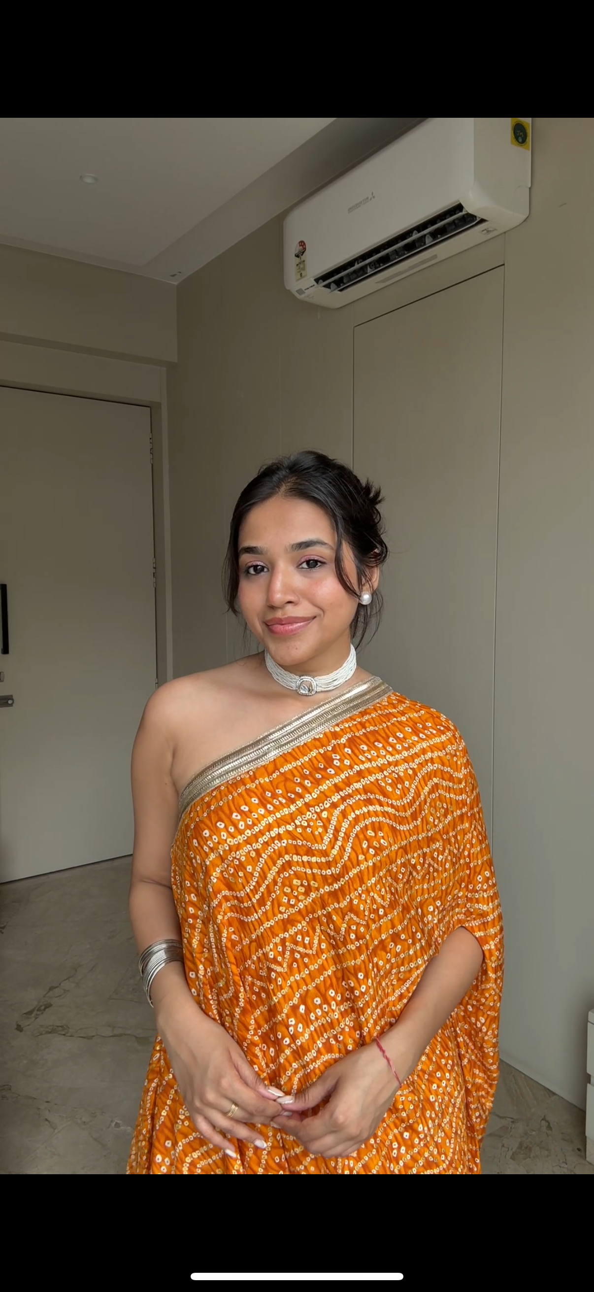 Rangdhani One Shoulder Bandhani Yellow