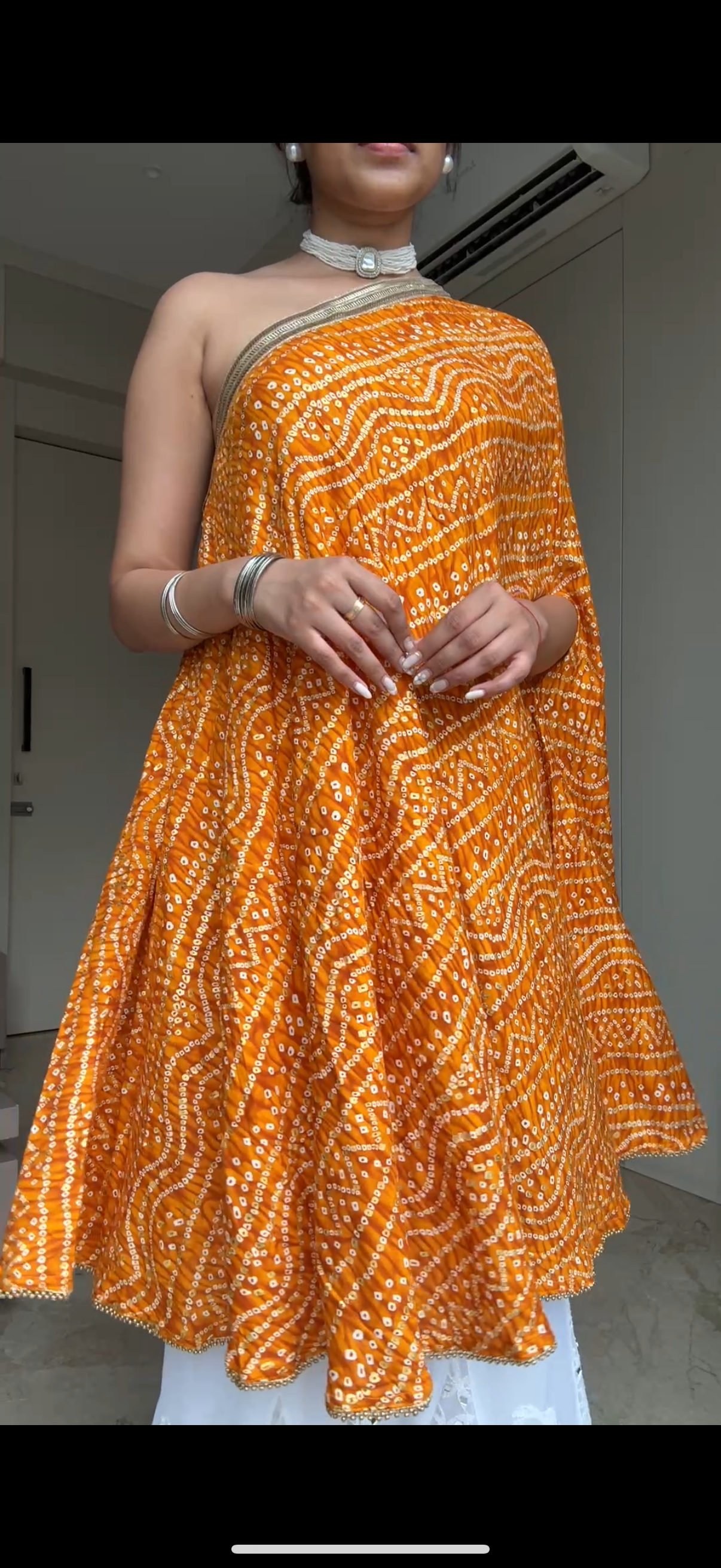 Rangdhani One Shoulder Bandhani Yellow