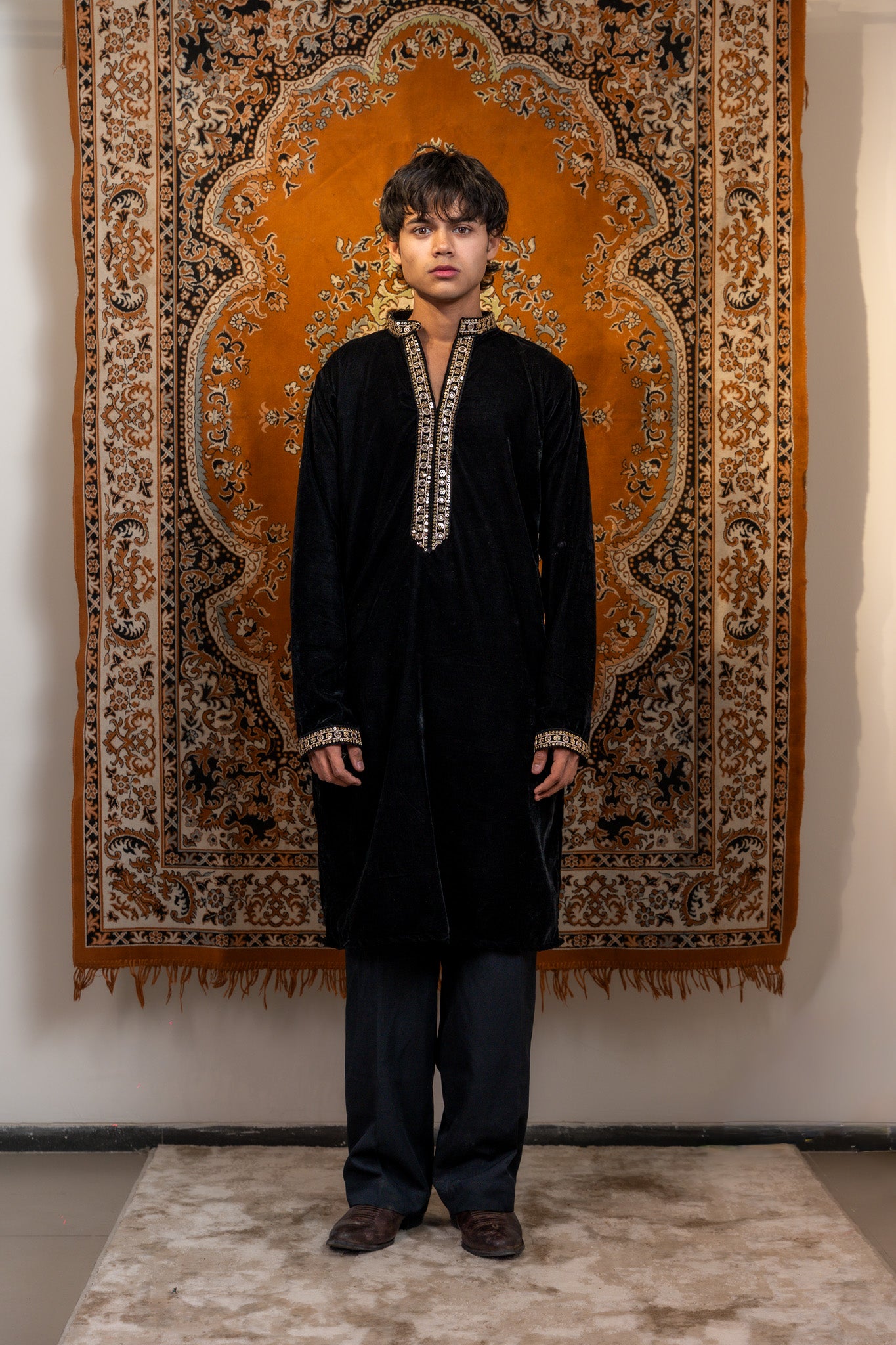 Black Velvet Kurta Mens