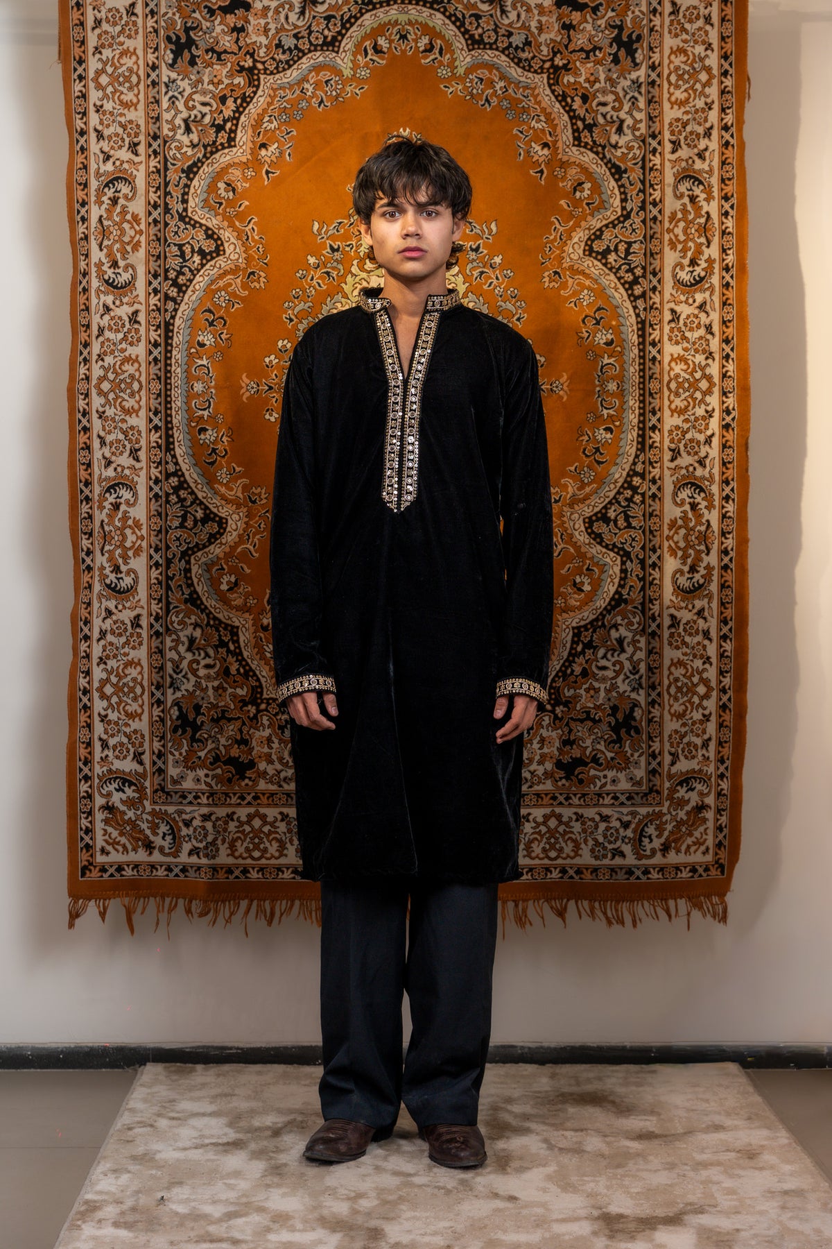 Black Velvet Kurta Mens