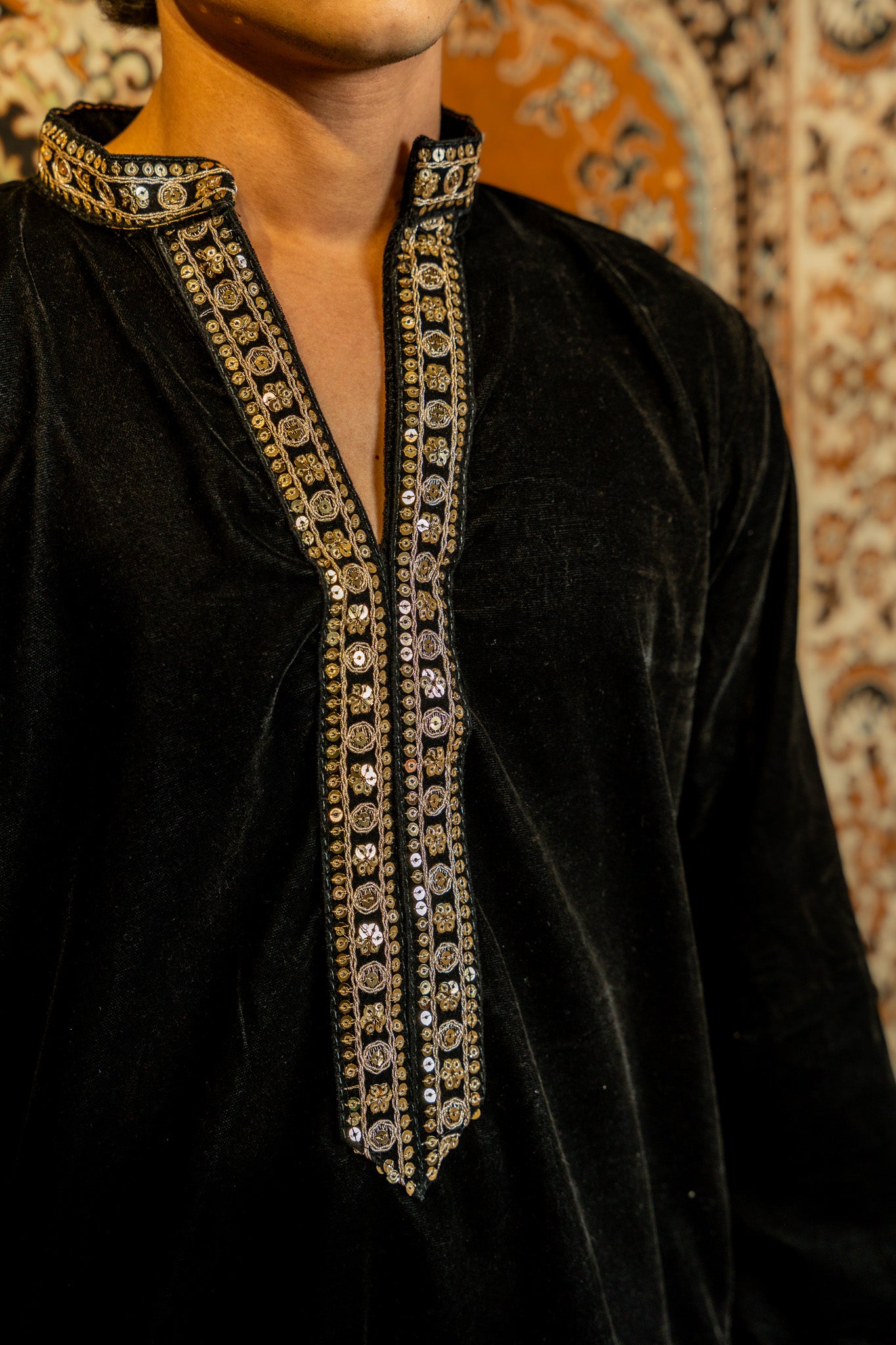Black Velvet Kurta Mens