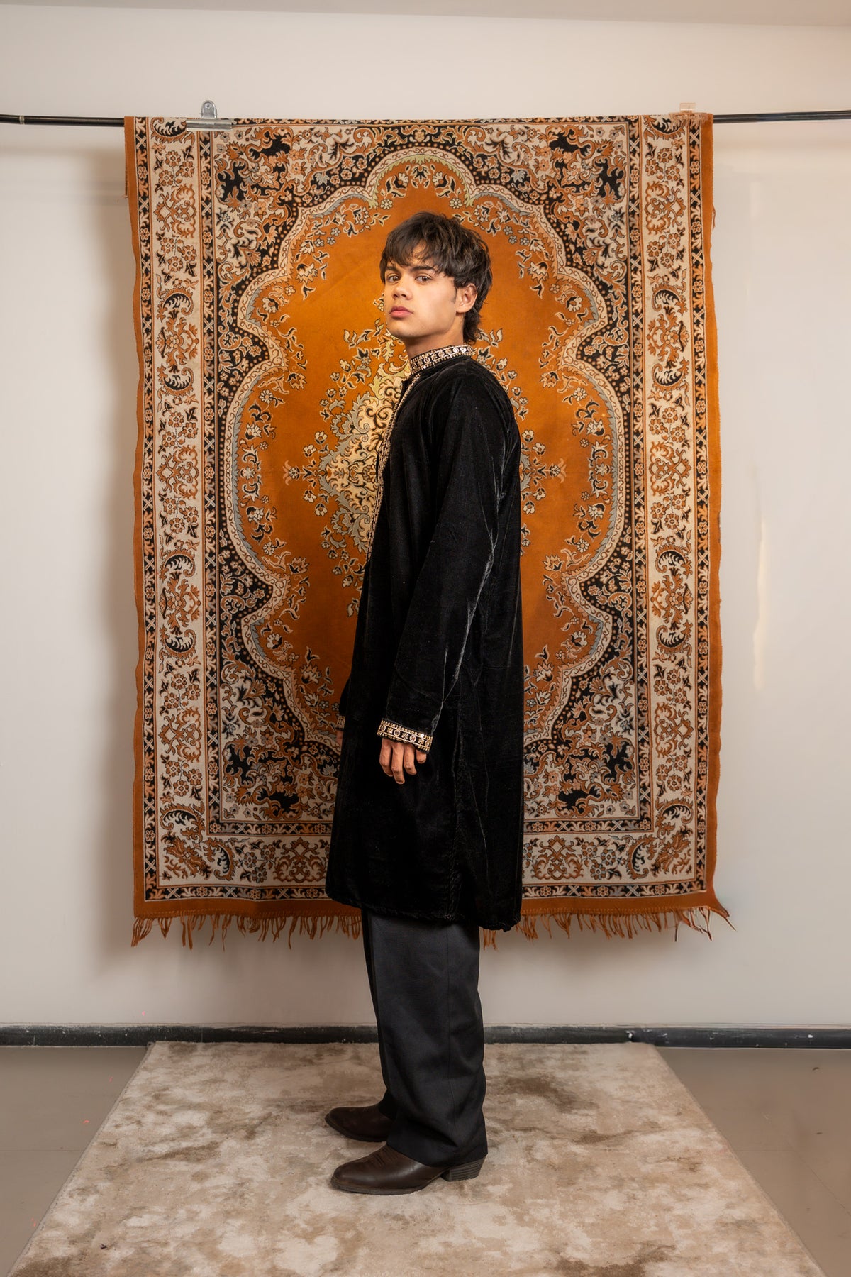 Black Velvet Kurta Mens