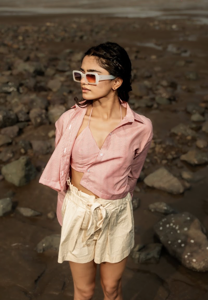 Elevated Bralette Top & Shirt Red Combo top