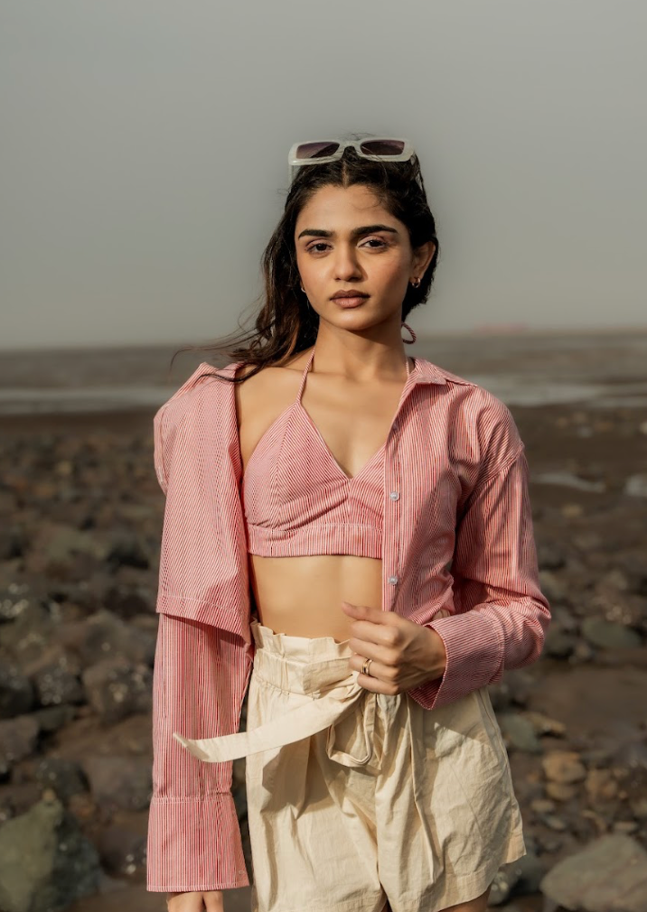 Elevated Bralette Top & Shirt Red Combo top
