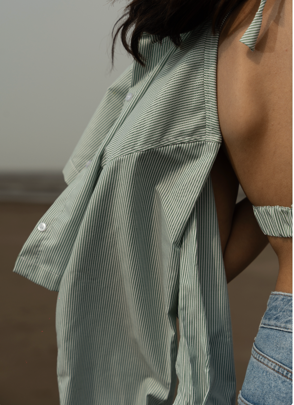 Elevated Bralette Top & Shirt Green Combo top