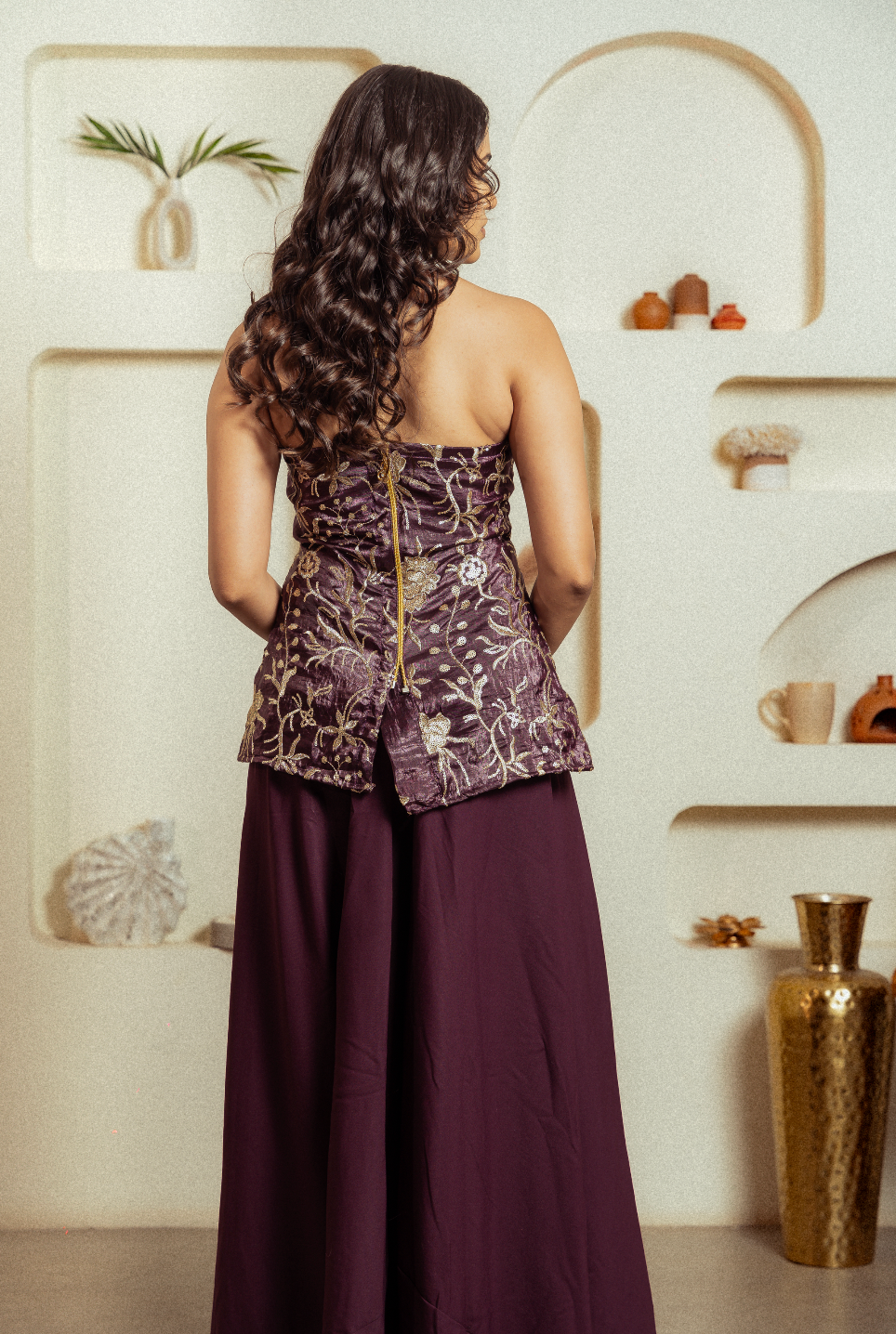 Purple Tube Top & Palazzo Pants Occasion Wear