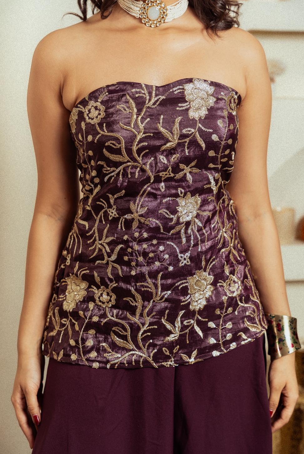 Purple Tube Top & Palazzo Pants Occasion Wear