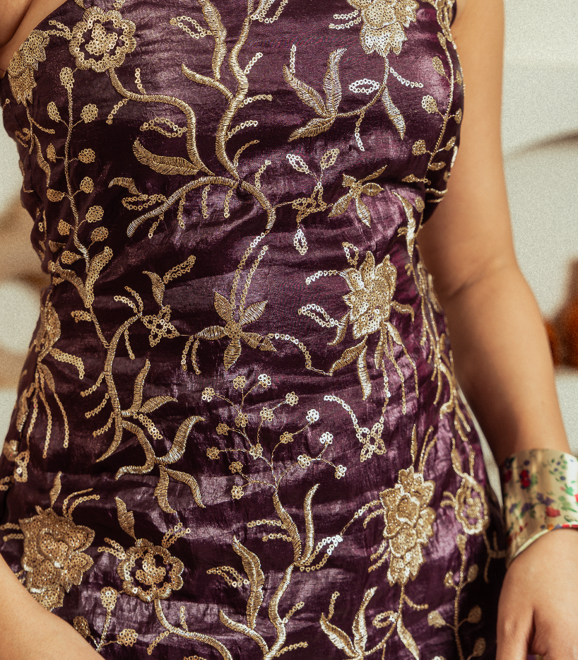 Purple Tube Top & Palazzo Pants Occasion Wear