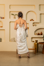 White Embedded Jacket with Corset top & Skirt