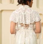 White Embedded Jacket with Corset top & Skirt