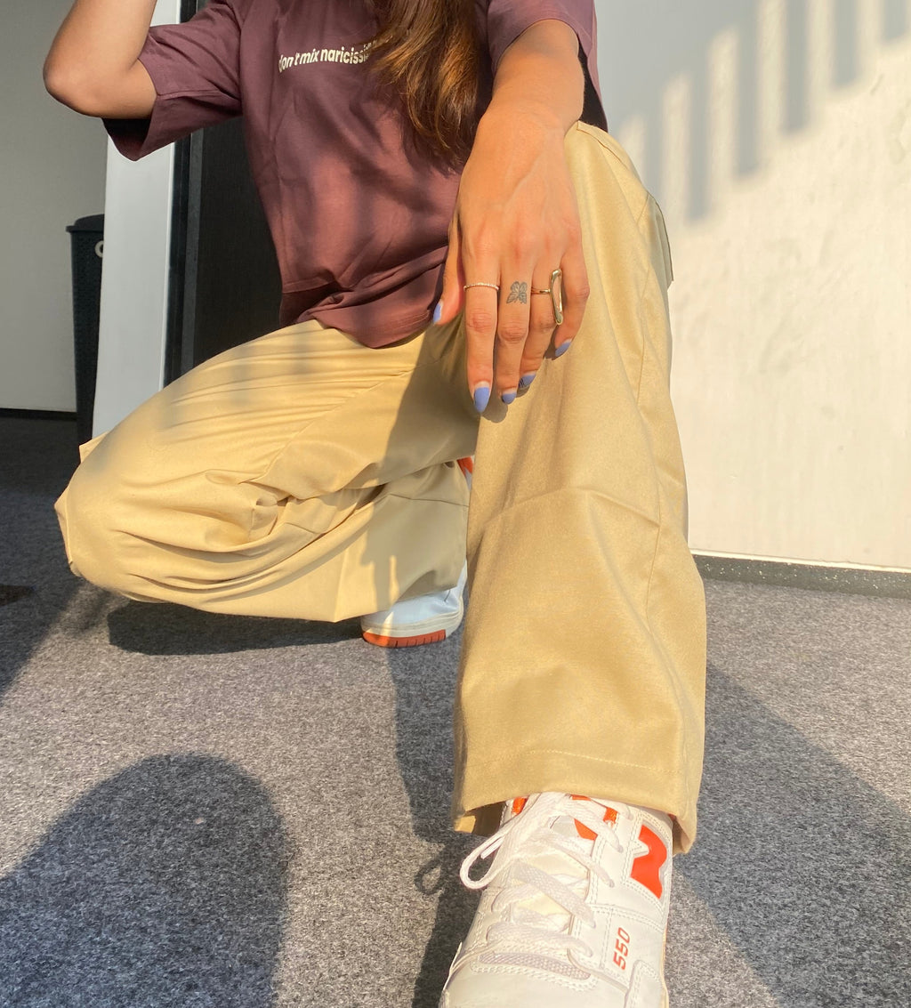 Beige Cargo Utility Pants