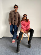 Metallic Grey Corduroy Jacket Unisex